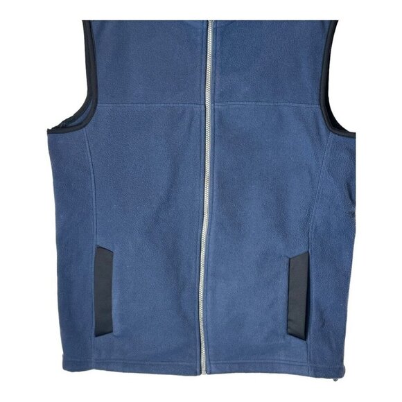 Lands End Vest Men Medium Navy Blue Fleece Mock‎ Neck Full Zip Outerwear - Picture 5 of 9